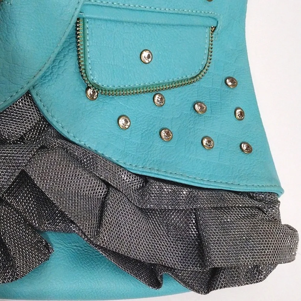 Women's Bohemian Bejeweled Turquoise Shoulder Bag Hippie Retro Festival Purse